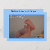 男の子の足の指の写真の誕生のお知らせ 招待状 (正面/裏面)