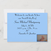 男の子の足の指の写真の誕生のお知らせ 招待状 (裏面)