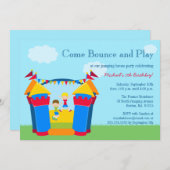 男の子の跳ね上がりの家の誕生日のパーティの招待状 招待状 (正面/裏面)