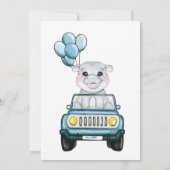 男の子の車で赤ちゃんシャワーHippopotamus 招待状 (裏面)