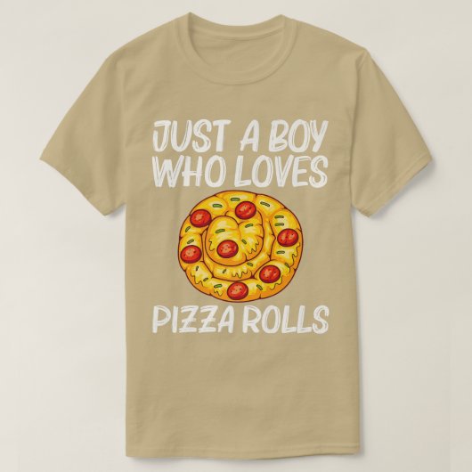 男の子の転がピザスナックFのための可愛いピザデザイン Tシャツ (デザイン正面)