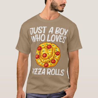 男の子の転がピザスナックFのための可愛いピザデザイン Tシャツ