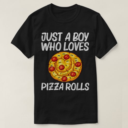 男の子の転がピザスナックFのための可愛いピザデザイン Tシャツ (デザイン正面)