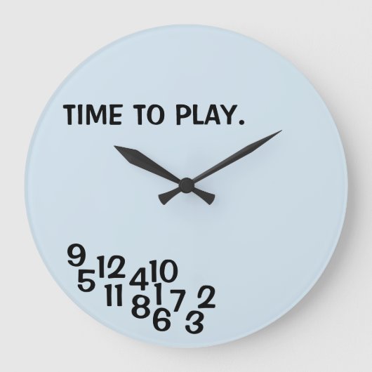 男の子の部屋のジョーク時計ごちゃごちゃした数字のジョーク時計 ラージ壁時計 (正面)