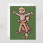 男の子の郵便はがきを抱き締める女の子のEmoのかわいい漫画 ポストカード (正面/裏面)