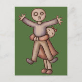 男の子の郵便はがきを抱き締める女の子のEmoのかわいい漫画 ポストカード (正面)