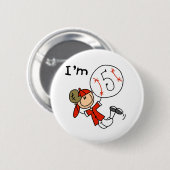 男の子の野球私は5才です 缶バッジ (正面&裏面)