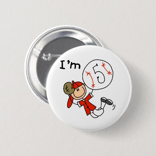 男の子の野球私は5才です 缶バッジ (正面&裏面)