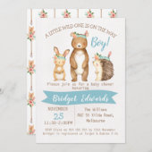 男の子の野生の森林動物のベビーシャワーの招待状 招待状 (正面/裏面)