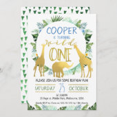 男の子の野生の1匹の金ゴールド動物の誕生日の招待状 招待状 (正面/裏面)