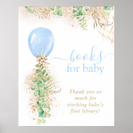 男の子の金輝きユーカリ風船絵本 赤ちゃんのお祝い ポスター
