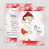 男の子の雪の結晶クリスマスベイビーシャワー 招待状 (正面/裏面)