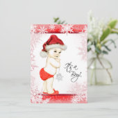 男の子の雪の結晶クリスマスベイビーシャワー 招待状 (スタンド正面)