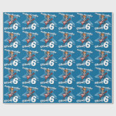 男の子の青あなたの年齢と名前のロックスターラップを追加 ラッピングペーパー (フラット)