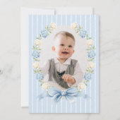 男の子の青いウサギの1歳の誕生日パーティーの写真 招待状 (裏面)