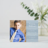 男の子の青いストライプの洗礼招待状 招待状 (スタンド正面)