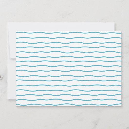 男の子の青い写真ワンダーザ海の最初の誕生日 招待状 (裏面)