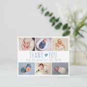 男の子の青い出生発表カードの写真 ポストカード (スタンド正面)