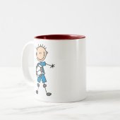 男の子の青い均一サッカー ツートーンマグカップ (正面左)