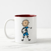 男の子の青い均一サッカー ツートーンマグカップ (左)