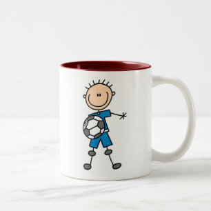男の子の青い均一サッカー ツートーンマグカップ