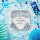 男の子の青い女の子の雪の冬のオネダーランド13th誕生日 ペーパープレート (パーティー)