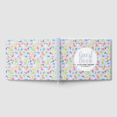 男の子の青い恐竜パターン赤ちゃんシャワー ゲストブック (全面)