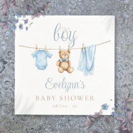 男の子の青い服の洗濯ライン ベビーシャワー スタンダードカクテルナプキン