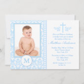 男の子の青い洗礼の招待状 招待状 (正面)