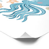 男の子の青い海海の下の赤ちゃんシャワー歓迎 ポスター (コーナー)