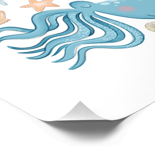 男の子の青い海海の下の赤ちゃんシャワー歓迎 ポスター (コーナー)