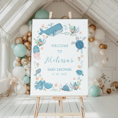 男の子の青い海海の下の赤ちゃんシャワー歓迎 ポスター