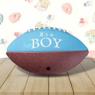男の子の青い男の赤ちゃんの赤ちゃんシャワー性別が明らかになる アメリカンフットボール