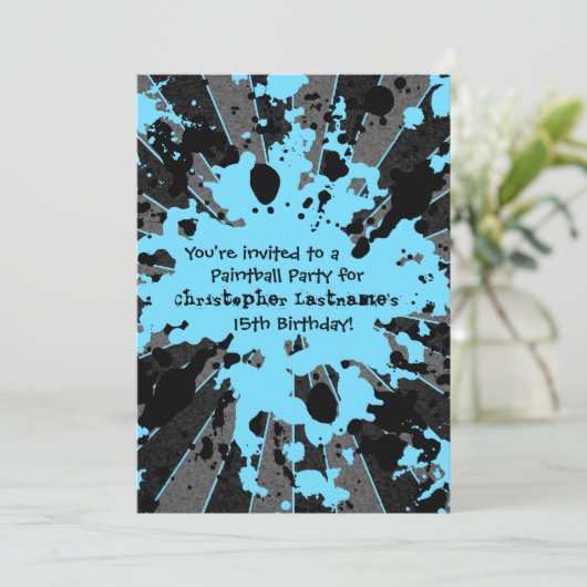 男の子の青い誕生日 招待状 (スタンド正面)