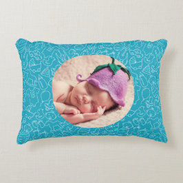 男の子の青い赤ん坊のシャワーのイメージパーソナライズされた アクセントクッション
