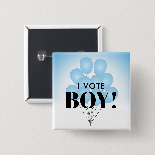男の子の青い風船に投票、性別が明らかにパーティー 缶バッジ (正面&裏面)