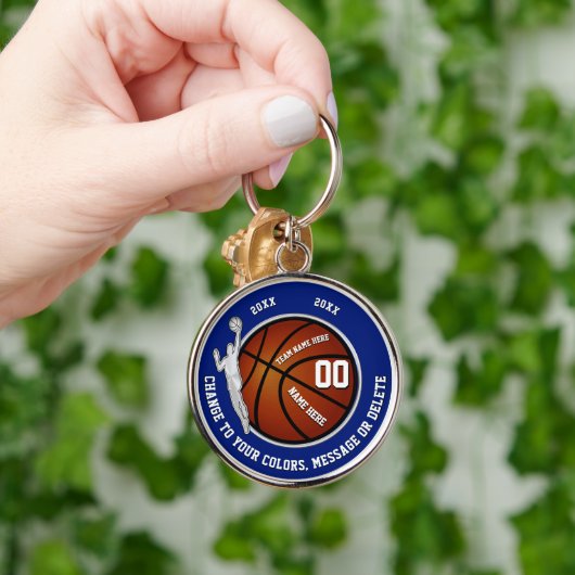 男の子の青く白いバスケットボール年長夜ギフトのアイディア キーホルダー (手)