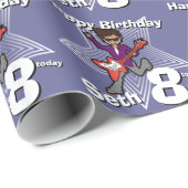 男の子の青はあなたの一流の第8誕生日のロックスターの覆いを加えます ラッピングペーパー (ロールコーナー)