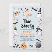 男の子の青ハロウィン不気味2歳の誕生日 招待状 (正面)