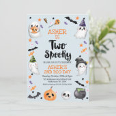 男の子の青ハロウィン不気味2歳の誕生日 招待状 (スタンド正面)