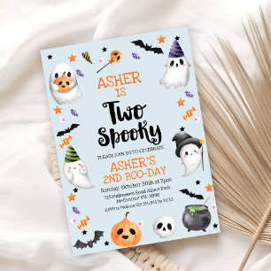 男の子の青ハロウィン不気味2歳の誕生日 招待状