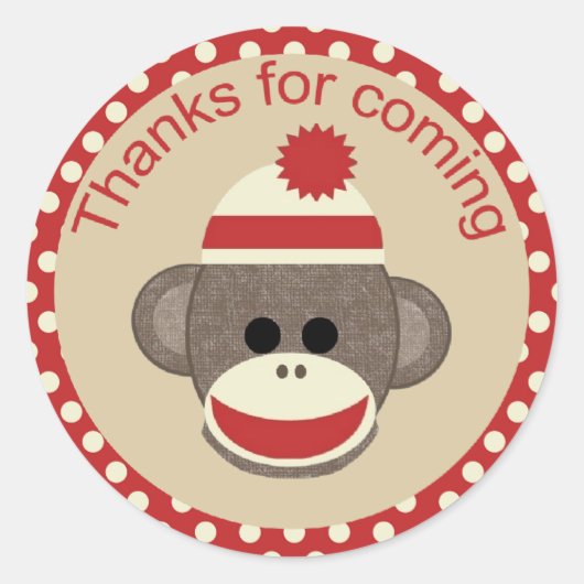 男の子の靴下の猿の丸いシール ラウンドシール (正面)