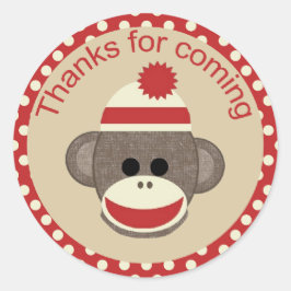 男の子の靴下の猿の丸いシール ラウンドシール