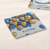 男の子の風船だ スクエアペーパーコースター (アングル)