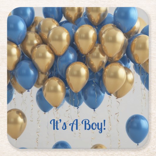 男の子の風船だ スクエアペーパーコースター (正面)