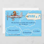 男の子の飛行機の誕生日の招待状 招待状 (正面/裏面)