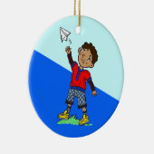 男の子の飛行紙飛行機 セラミックオーナメント (右)