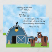 男の子の馬と農場のベビーシャワー招待状 招待状 (正面/裏面)