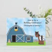 男の子の馬と農場の誕生日招待状 招待状 (スタンド正面)