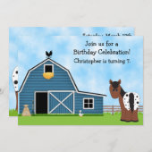 男の子の馬と農場の誕生日招待状 招待状 (正面/裏面)